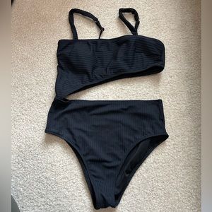 One piece ribbed bathing suit